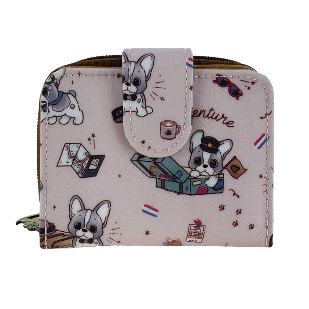 Waterproof French Bulldog Snap Fold Short Wallet Coin Purse